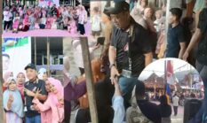 Antusias Emak-emak Saat Tafyani Kasim Resmikan Pembukaan Turnament Volly di Semerap