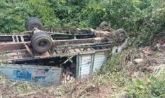 Kecelakaan Tunggal di Jalan Sungkai Utara Mobil Terjungkal Balik, Sopir Selamat